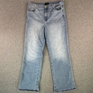 7 For All Mankind Jeans Womens 32 High Rise Straight Light Blue Stretch Denim